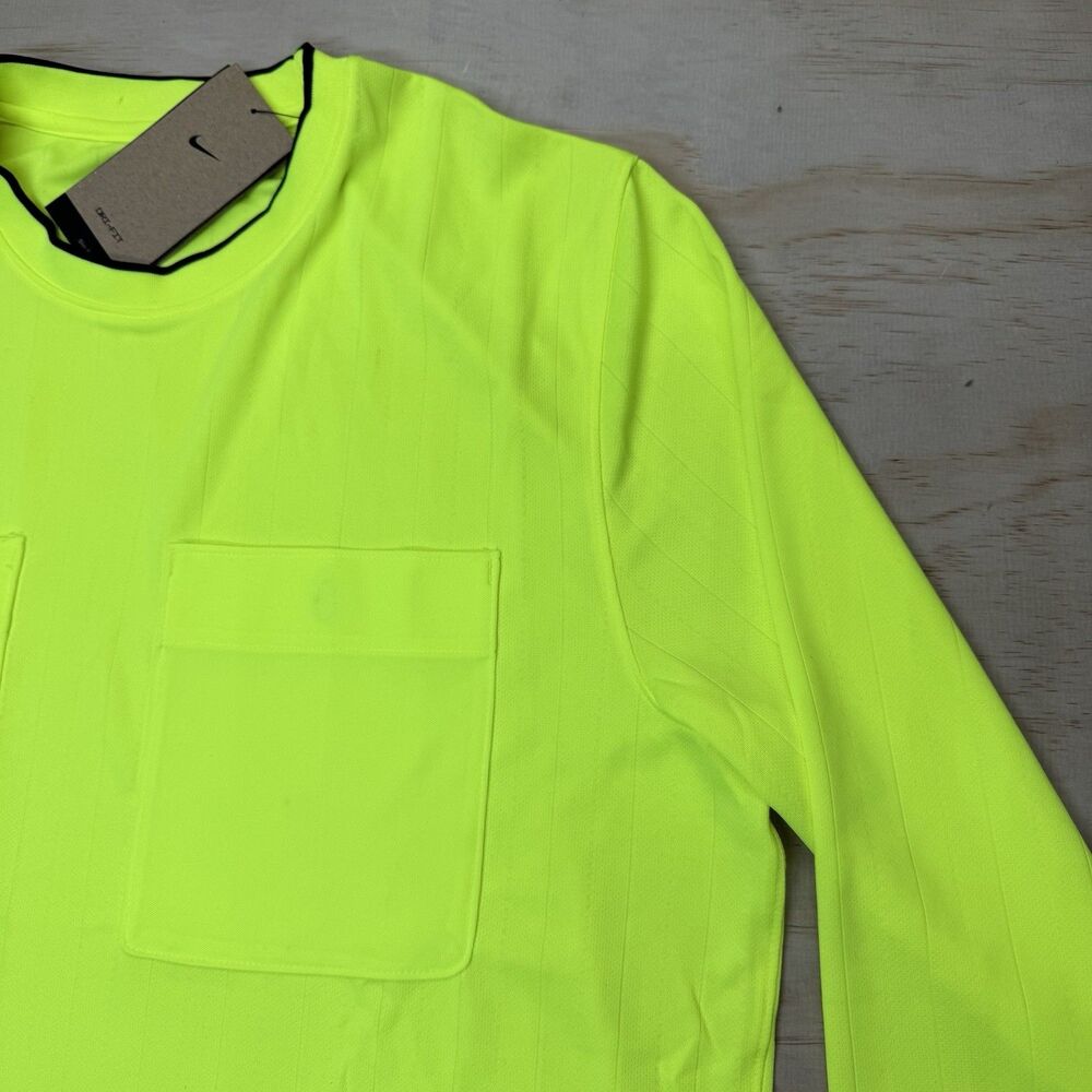 NEW Nike Dri-FIT Soccer Referee Jersey Shirt SLIM Fit Volt LG Mens DH8027-702 - Picture 6 of 14